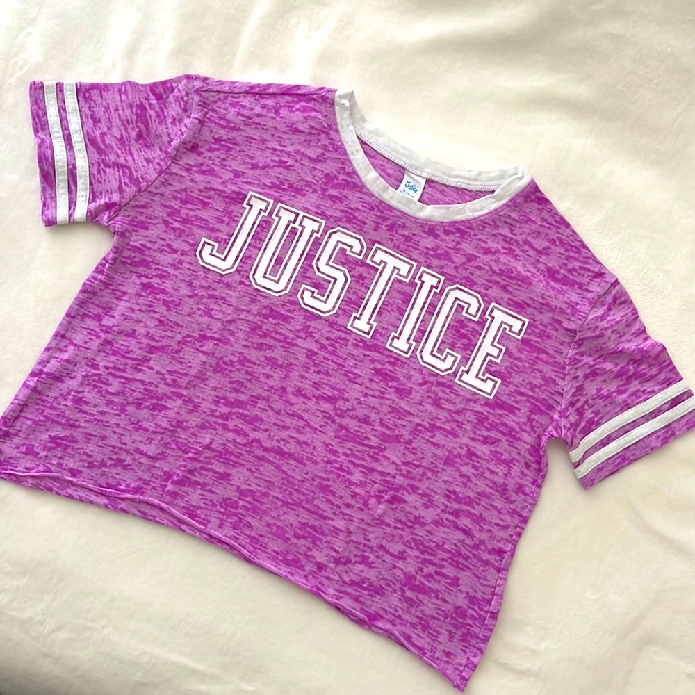 Justice Purple and White Crop Top